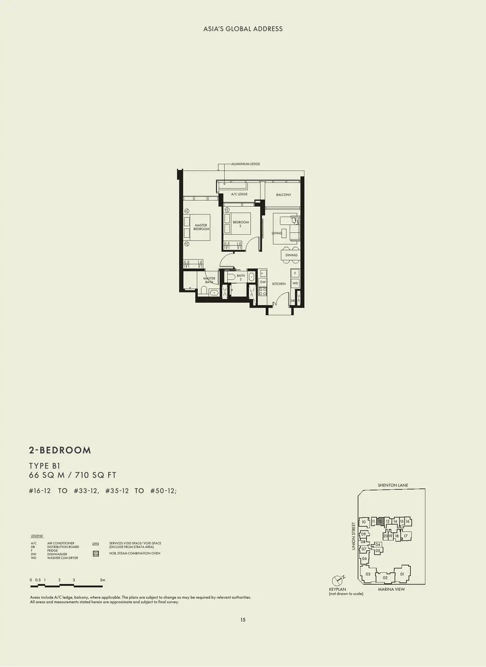 W Residences Marina View floor plan - 2 Bedroom - brochure page 15