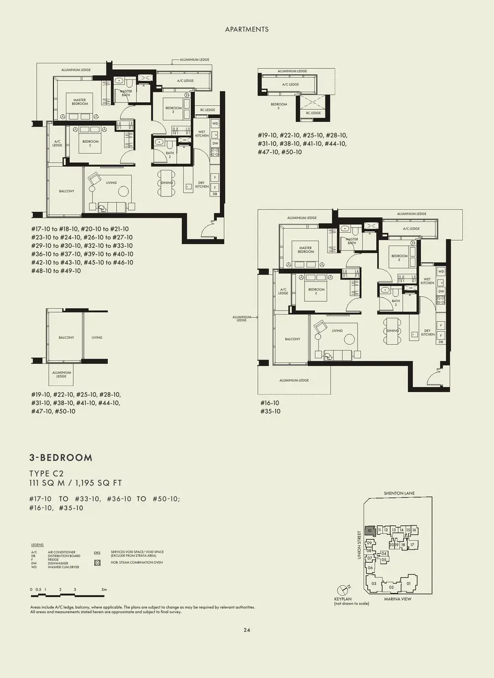 W Residences Marina View floor plan - 3 Bedroom - brochure page 24