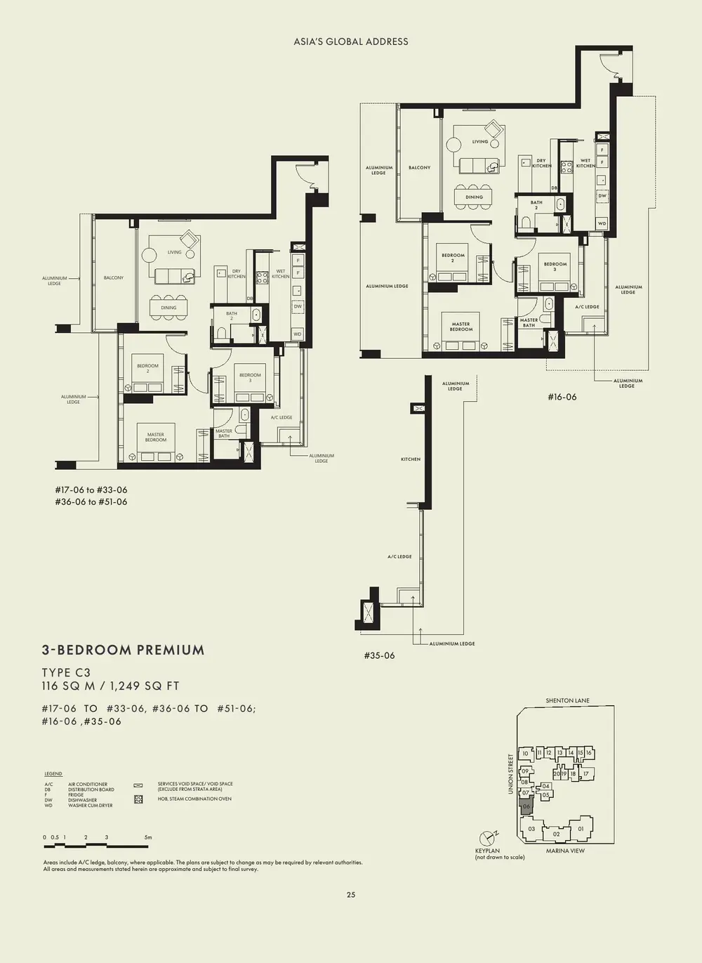 W Residences Marina View floor plan - 3 Bedroom Premium - brochure page 25