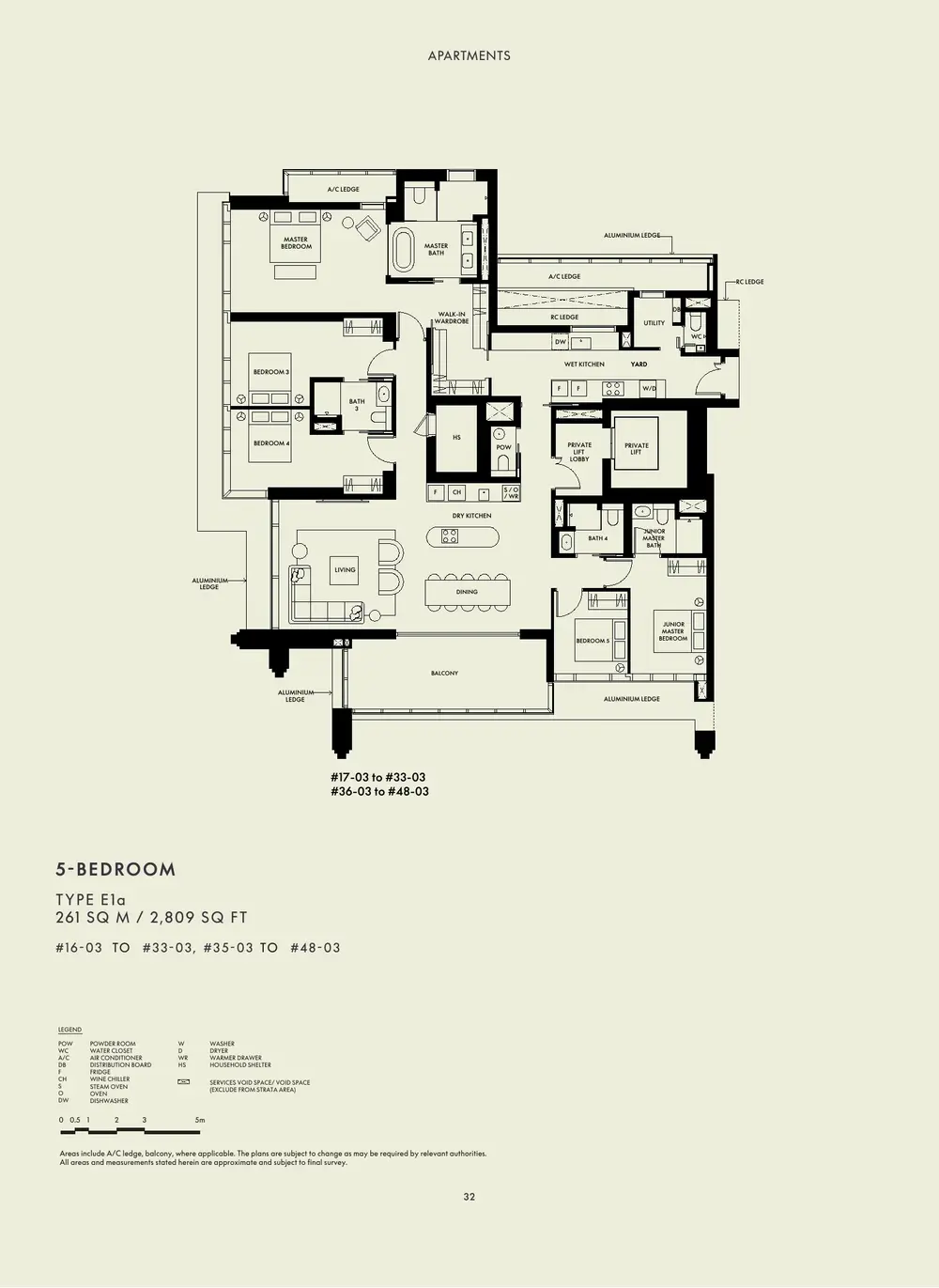 W Residences Marina View floor plan - 5 Bedroom Signature - brochure page 32