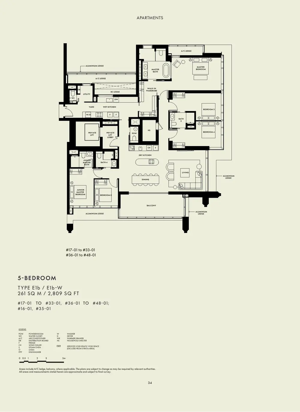 W Residences Marina View floor plan - 5 Bedroom Signature - brochure page 34