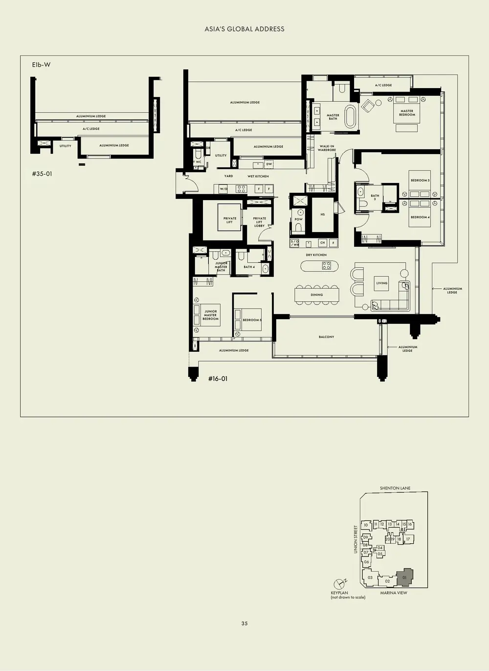 W Residences Marina View floor plan - 5 Bedroom Signature - brochure page 35
